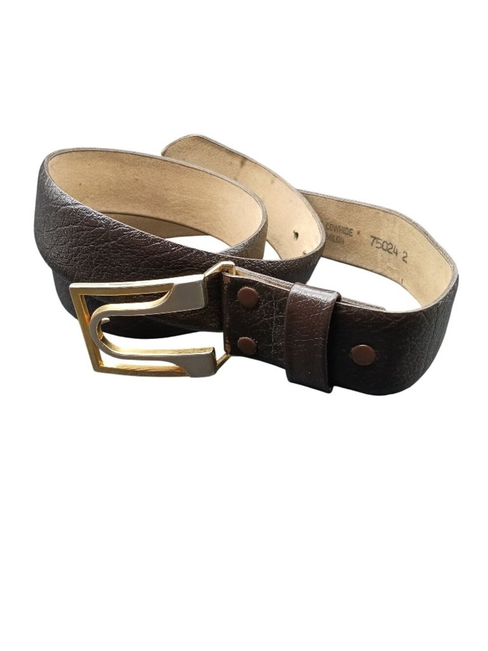 Vintage Cowhide on Kemilon Paris Belt, Brown Sz 38 75024 2